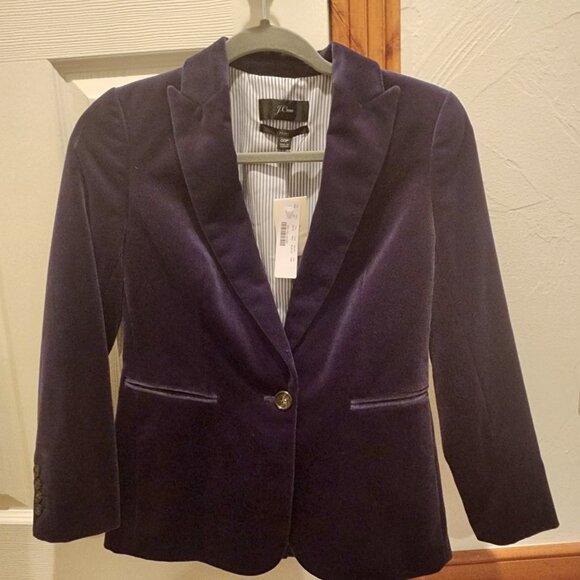 NWT J. Crew Parke Velvet Blazer Jacket, Navy Blue, 00P Petite - Picture 3 of 3